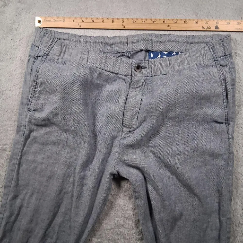 Tommy Bahama Pants Mens 38x32 Gray Relaxed Fit Linen Chambray Summer Casual